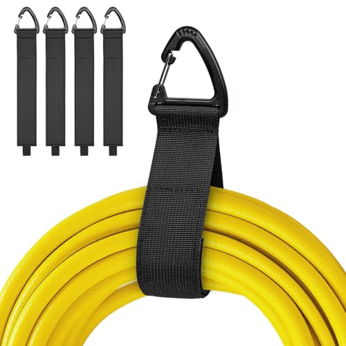 Verlängerungskabel Organizer 4 Stück Schwerlast Klettband mit Aufhänger, Klett Kabelbinder Wiederverwendbar, Klettkabelbinder für Gartenschlauch, Seile, Kabelmanagement in Garage und Werkstatt von AIRUEEK