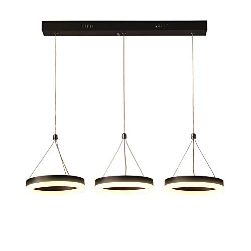 3-Ring Pendelleuchte LED Modern Kreis Kronleuchter Acryl Verstellbar Hängelampe Esszimmer Restaurant Bar Insel Deckenbeleuchtung,Black+NeutralLight-30+30+30cm von AIRUI
