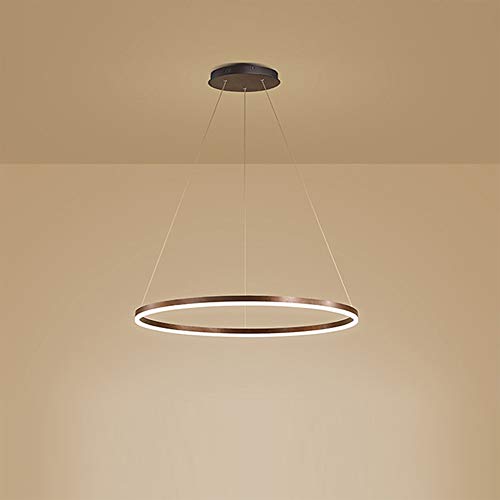 AIRUI 1-Licht Single Circle Pendelleuchte Nordic Modern Ring Lüster Abgehängt Verstellbar LED Hängelampe Für Wohnzimmer Schlafzimmer Esszimmer,Brown+Stepless Dimming-80CM 50W von AIRUI