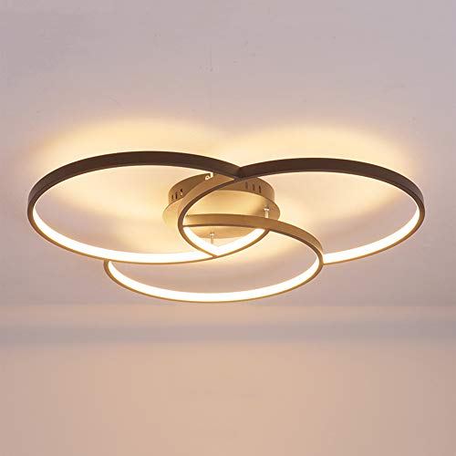AIRUI 3 Ringe Deckenleuchte LED Unterputz Decke Licht Leuchte Modern Deckenlampe Rund Lüster Für Schlafzimmer Esszimmer Wohnzimmer,Black+Stepless Dimming-90cm 90W von AIRUI