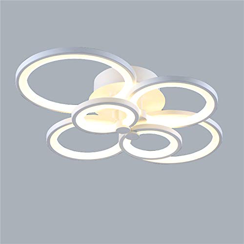 AIRUI 6 Kopf Kreis LED Deckenleuchte Modern Unterputz Deckenlampe Kreativ Lüster Licht Leuchte Für Wohnzimmer Esszimmer Schlafzimmer,White+Stepless Dimming-80W von AIRUI