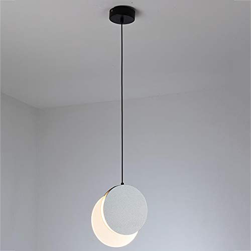 AIRUI Halbmond Pendelleuchte LED Mini Schlafzimmer Kronleuchter Neuheit Verstellbar Hängelampe Modern Kreativ Geometrisch Deckenbeleuchtung,Silver+WarmLight-28cm von AIRUI