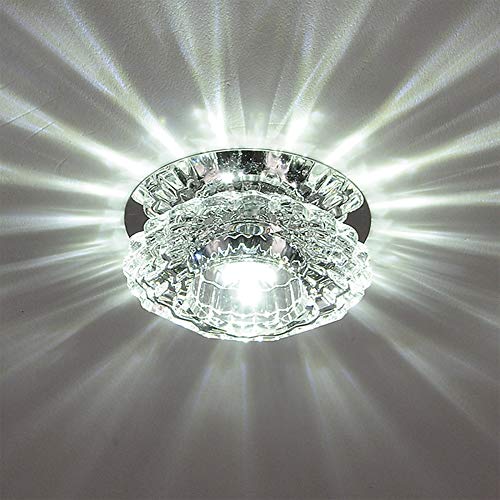 AIRUI Kristall LED Deckenleuchten, Rund Lüster Deckenbeleuchtung Modern Einbau Flurlampe Für Wohnzimmer Schlafzimmer Inneneinrichtung,Cold White-5W von AIRUI