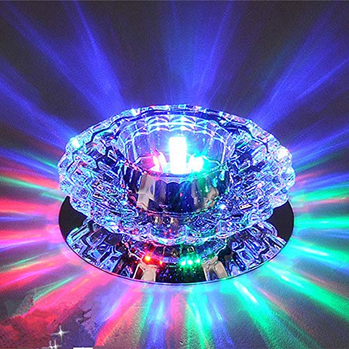 AIRUI Kristall LED Deckenleuchten, Rund Lüster Deckenbeleuchtung Modern Einbau Flurlampe Für Wohnzimmer Schlafzimmer Inneneinrichtung,Colored Light-3W von AIRUI