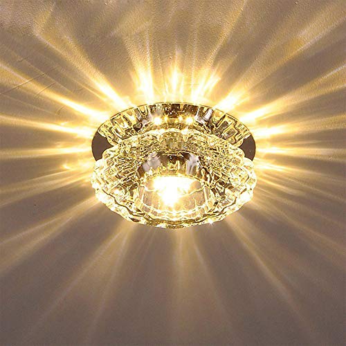 AIRUI Kristall LED Deckenleuchten, Rund Lüster Deckenbeleuchtung Modern Einbau Flurlampe Für Wohnzimmer Schlafzimmer Inneneinrichtung,Warm White-3W von AIRUI
