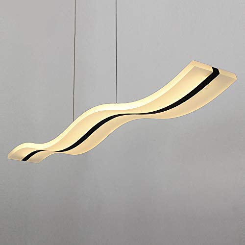 AIRUI Linear Ultradünn Pendelleuchte LED Kurve Welle Kronleuchter Modern Verstellbar Hängelampe Esszimmer Bar Restaurant Deckenbeleuchtung,WarmLight-140 * 12cm von AIRUI