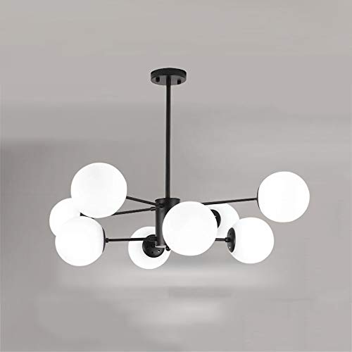 AIRUI Magic Bean Kronleuchter, Postmodern Nordic Pendelleuchte Sputnik Molekular Glaskugel Hängelampe Für Wohnzimmer Schlafzimmer Restaurant,Black1+WhiteLight-8Heads von AIRUI