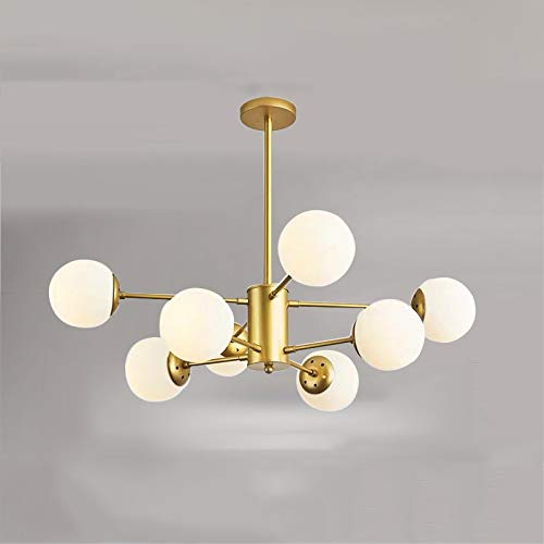 AIRUI Magic Bean Kronleuchter, Postmodern Nordic Pendelleuchte Sputnik Molekular Glaskugel Hängelampe Für Wohnzimmer Schlafzimmer Restaurant,Gold2+WarmLight-8Heads von AIRUI
