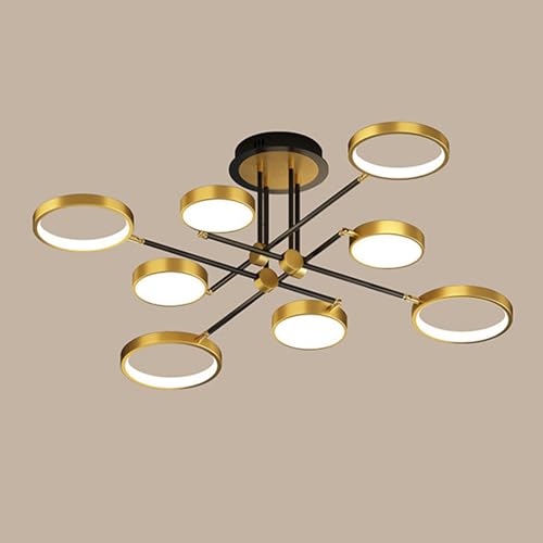 AIRUI Nordic LED Deckenleuchte Unterputz Sputnik Design Deckenlampe Kreis Lüster Beleuchtungskörper Für Schlafzimmer Wohnzimmer Esszimmer,Gold+3 Color Temperature-8 Heads 84W von AIRUI