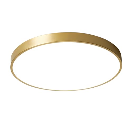 AIRUI Rund Deckenleuchte Gold Messing Unterputz Deckenlampe Modern Ultradünn LED Licht Leuchte für Wohnzimmer Flur Schlafzimmer Küche,Messing+Warmweiss-40cm+42W von AIRUI
