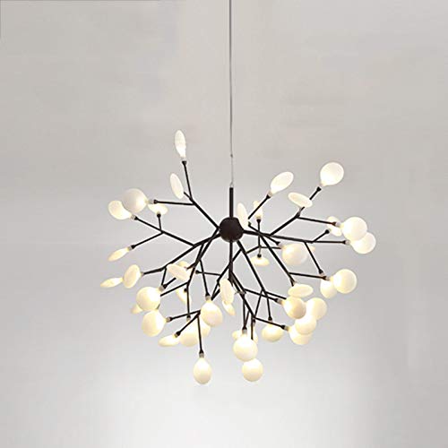 Firefly Kronleuchter Nordic Kreativ Pendelleuchte Ast Blatt Hängedecke Hängelampe Für Wohnzimmer Schlafzimmer Restaurant,Black+WarmLight-45Heads von AIRUI