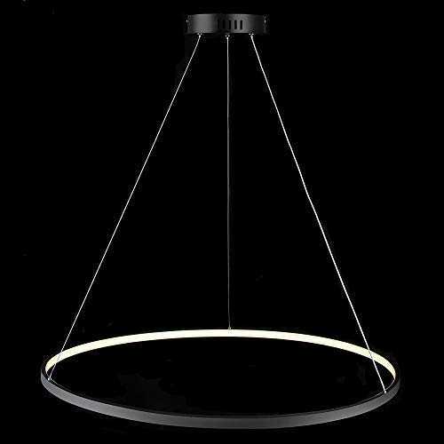 Kreis LED Pendelleuchte Modern Metall Acryl Aufgehängt Kronleuchter Verstellbar Insel Hängelampe Für Wohnzimmer Küche Schlafzimmer,Black+Neutral Light-20cm 13W von AIRUI