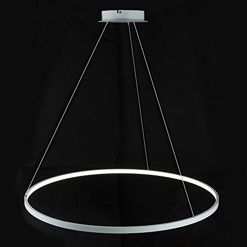 Kreis LED Pendelleuchte Modern Metall Acryl Aufgehängt Kronleuchter Verstellbar Insel Hängelampe Für Wohnzimmer Küche Schlafzimmer,White+Neutral Light-60cm 38W von AIRUI