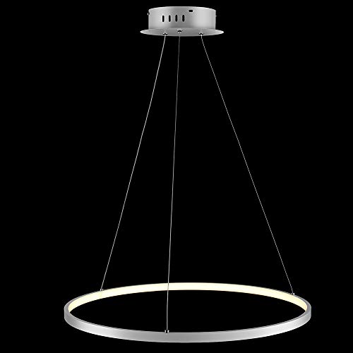 Kreis LED Pendelleuchte Modern Metall Acryl Aufgehängt Kronleuchter Verstellbar Insel Hängelampe Für Wohnzimmer Küche Schlafzimmer,White+Stepless Dimming-80cm 50W von AIRUI