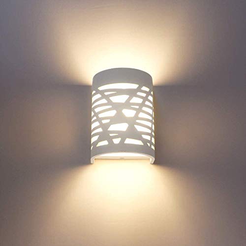Weißer Putz Wandleuchten Innen Modern LED Auf Und Ab Wandlampe Für Wohnzimmer Schlafzimmer Flur Wohnkultur (G9 LED-Lampe Enthalten),WarmWhite-7W von AIRUI