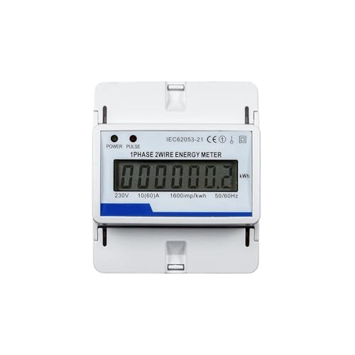 AIRUIXI Stromzähler 3-Phasen-4-Draht-DIN-Schiene 50 Hz 60 Hz Electricon Aktivenergiezähler Stromverbrauchsmonitor Wattmeter kWh-Meter(Single Phase 2P 63A) von AIRUIXI
