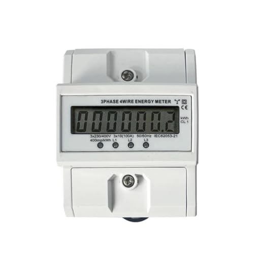 AIRUIXI Stromzähler 3-Phasen-4-Draht-DIN-Schiene 50 Hz 60 Hz Electricon Aktivenergiezähler Stromverbrauchsmonitor Wattmeter kWh-Meter(Three-Phase 4P 100A) von AIRUIXI