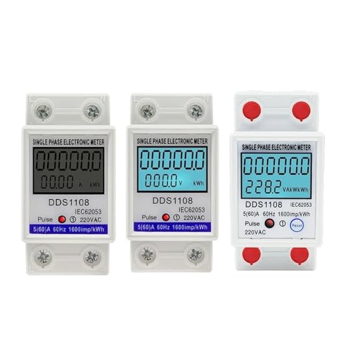 AIRUIXI Stromzähler DDS1108 Digital Display Einphasig Energie Meter Mit Hintergrundbeleuchtung Mit Reset Funktion Haushalt Hand Power Werkzeug Zubehör(Without Backlight) von AIRUIXI