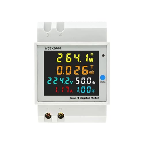 AIRUIXI Stromzähler Digitalanzeige Haushalt Intelligente Stromleistung Spannung Stromzähler Faktor VAW Kwh Hz PF(40-300V Built-in CT) von AIRUIXI