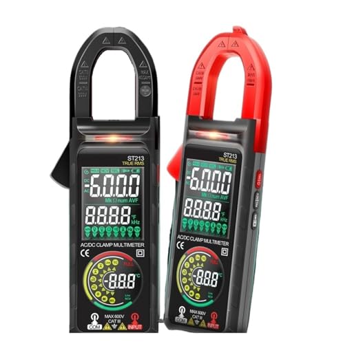 AIRUIXI Stromzange Digitales Zangenamperemeter DC/AC Strom 6000 Zählt 400A Ampere Multimeter Großer Farbbildschirm Spannungstester Auto Hz NCV Ohm(Red PRO) von AIRUIXI