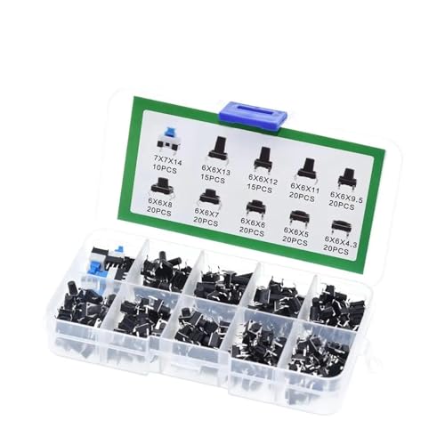 AIRUIXI mikroschalter 180 STÜCKE 10 Typ 6 * 6 Licht Micro Touch Schalter Set Druckknopfschalter Kit Sortiment Set DIY Werkzeug Zubehör 6x6 Tasten Takt EIN/AUS AIRUIXI mikroschalter 180 STÜCKE 10 Typ 6 * 6 Licht Micro Touch Schalter Set Druckknopfschalter Kit Sortiment Set DIY Werkzeug Zubehör 6x6 Tasten Takt EIN/AUS von AIRUIXI