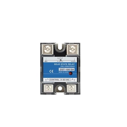 Halbleiterrelais 1pc Einphasig DC Steuerung AC 220V Solid State Relais Kühlkörper 3-32VDC zu 24-480VAC Kunststoff Abdeckung SSR(100DA) von AIRUIXI