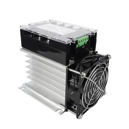 Halbleiterrelais 220 V AC Einphasiges Spannungsreglermodul mit vollständiger Isolierung 25-200 A mit Kühlkörperlüfter-Kit(With Heatsink Fan,80A) von AIRUIXI