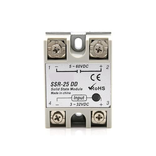 Halbleiterrelais Einphasiges Halbleiterrelais SSR 10-100DD DC-Steuerung DC 3-32VDC Eingang 5-60VDC Ausgang SSR-40DD DC zu DC Relaisbasis(25DD) von AIRUIXI