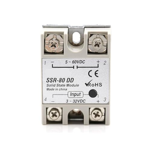 Halbleiterrelais Einphasiges Halbleiterrelais SSR 10-100DD DC-Steuerung DC 3-32VDC Eingang 5-60VDC Ausgang SSR-40DD DC zu DC Relaisbasis(80DD) von AIRUIXI