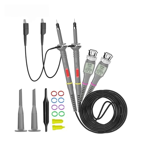 Oszilloskop Tastköpfe P6100 2 Stück 100 MHz Bandbreite Oszilloskopsonde 1X/10X Einstellbare Dämpfung BNC-Kabel Umschaltbare Eingangsspannung 10:1 Oszilloskop Tastköpfe P6100 2 Stück 100 MHz Bandbreite Oszilloskopsonde 1X/10X Einstellbare Dämpfung BNC-Kabel Umschaltbare Eingangsspannung 10:1 von AIRUIXI