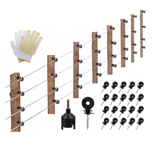 Schraubisolatoren 30/50/100 Stück Schwarzer Weidezaun-Isolator mit Steckschlüssel Einschraub-Isolator Zaunringpfosten Holzpfosten-Isolator for Weiden(50PCS Set) von AIRUIXI