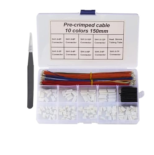 Steckverbinder-Kit JST 1,0/1,25/1,5/2,0/2,5 mm Pitch-Steckverbindersatz Jst SH GH ZH PH XH 2-6-poliges Gehäuse mit vorgecrimpten 22-28AWG-Kabeln(SH 1.0MM Kit -28AWG) von AIRUIXI