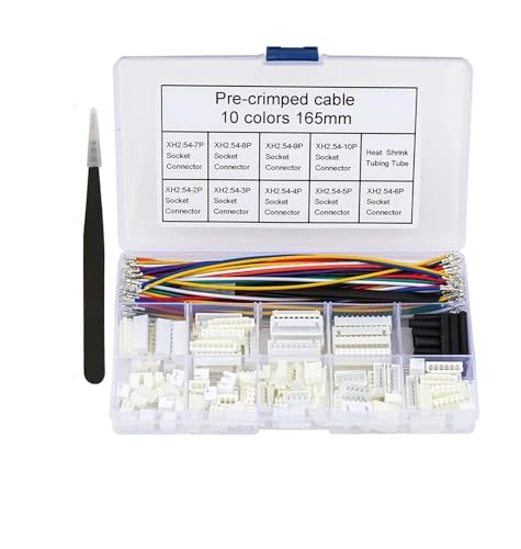Steckverbinder-Kit JST 1,0/1,25/1,5/2,0/2,5 mm Pitch-Steckverbindersatz Jst SH GH ZH PH XH 2-6-poliges Gehäuse mit vorgecrimpten 22-28AWG-Kabeln(XH 2.5MM Kit -22AWG) von AIRUIXI