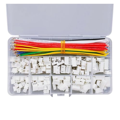 Steckverbinder-Kit JST XH 2,54 mm Steckverbindersatz mit vorgecrimptem Einzelkopfdraht aus Silikon, 2/3/4/5/6-poliges Gehäuseadapterkabel, Stecker/Buchse von AIRUIXI