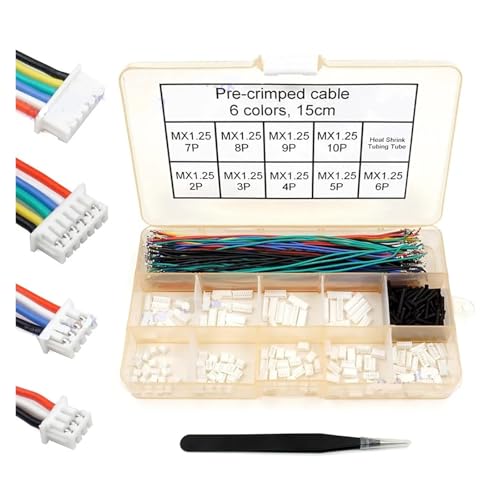 Steckverbinder-Kit Steckverbinder mit 1,25 mm Rastermaß und vorgecrimpte Kabel, kompatibel mit JST 1,25 mm for Pixhawk-Silikonkabel von AIRUIXI