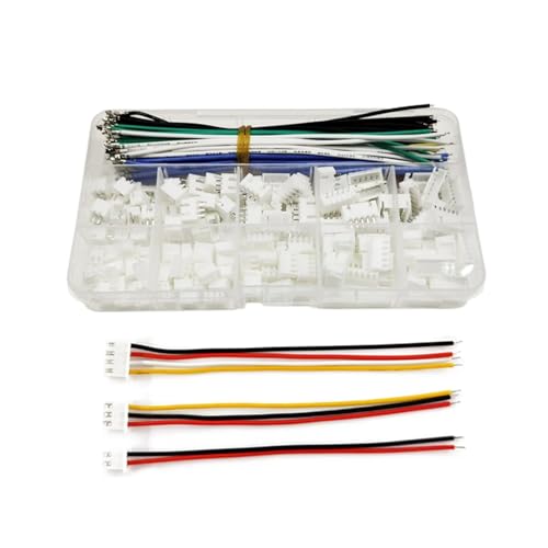 Steckverbinder-Kit XH 2,54 mm Anschlussbuchsensatz mit vorgecrimptem 22 AWG-Silikonkabeldraht, 2/3/4/5/6-poliger Gehäuseadapter, männlich/weiblich, JST-XH von AIRUIXI