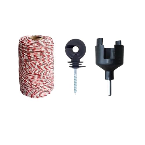 weidezaun elektro seil 200 m Rolle Elektrozaunseil mit Stahl-Polyseil for Weiden mit Rotationsweide, mit Isolator-Anzug-Werkzeug von AIRUIXI