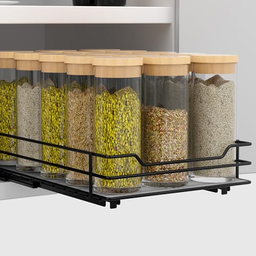 AIRUJIA Gewürzregal Ausziehbar, Spülschrank Organizer, Gewürzregal Schrank, Spice Rack, Anhebbares Waschbecken Regal, Gewürz Organizerfür Für Küche, L26.4*B17.2*H5.6CM von AIRUJIA