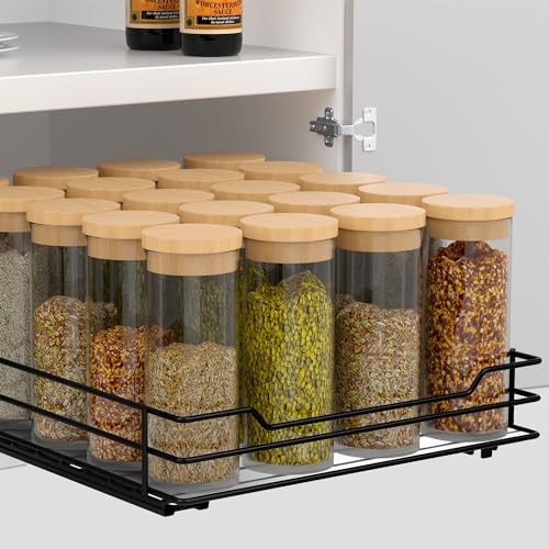 AIRUJIA Gewürzregal Ausziehbar, Spülschrank Organizer, Gewürzregal Schrank, Spice Rack, Anhebbares Waschbecken Regal, Gewürz Organizerfür Für Küche, L26.4*B22.2*H5.6CM von AIRUJIA