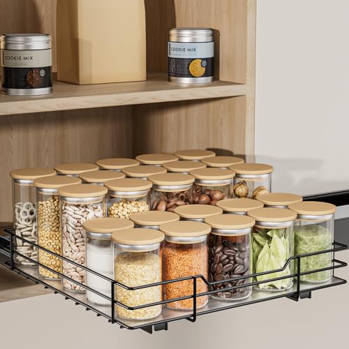 AIRUJIA Gewürzregal Ausziehbar, Spülschrank Organizer, Gewürzregal Schrank, Spice Rack, Anhebbares Waschbecken Regal, Gewürz Organizerfür Für Küche, L27.2*B27*H6CM von AIRUJIA