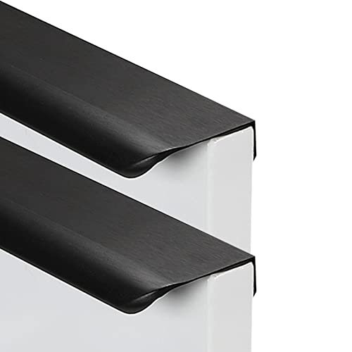 2 Stück Möbelgriff Schwarz unsichtbar Schrankgriffe Versteckt SchubladenKnöpfe abgerundete Ecken Türgriff Hinterschraubgriff für Schlafzimmer Küche Kleiderschrank Profilgriff (Länge 180mm) von AIRYLI