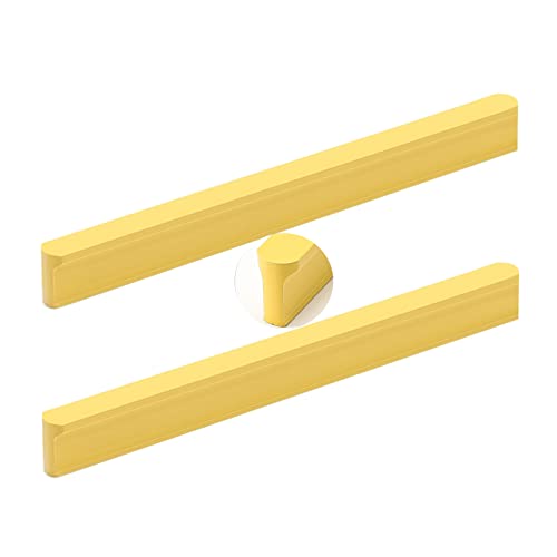 2 Stück Schrankgriffe Gelb Möbelgriff Rund T-förmig Profilgriff Aluminiumlegierung SchubladenKnöpfe Türgriff Zugknöpfe für Schlafzimmer Küche Kleiderschrank (Lochabstand 128mm) von AIRYLI