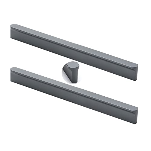 AIRYLI 2 Stück Schrankgriffe Möbelgriff Rund T-förmig Profilgriff Aluminiumlegierung SchubladenKnöpfe Türgriff Zugknöpfe für Schlafzimmer Küche Kleiderschrank (Länge 500mm,Grau) von AIRYLI