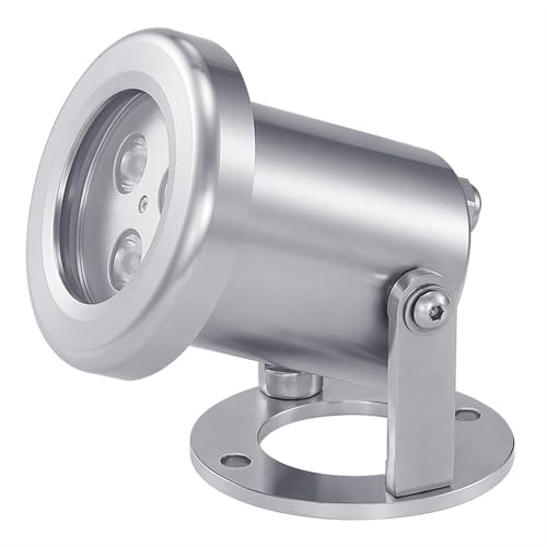 AIRYSSFU Poolbeleuchtung, LED Underwater Spotlight 3W Low Power Stainless Steel RGB Underwater Spotlight Fountain Water Feature Lamp Rotating Pool Spring(Green,78MM 10W) von AIRYSSFU