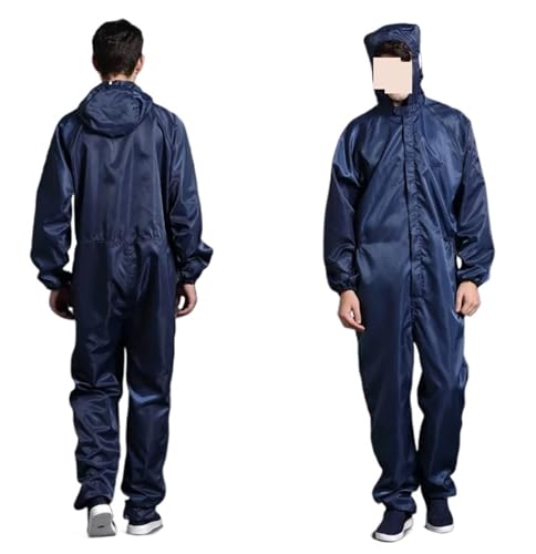Antistatik-Eliminator, Mann Frau dicht Antistatische Kapuze Reinraum Kleidungsstück Farbe Uniform Overall Kleidung Einteiliger Overall Saubere Arbeitskleidung(Navy,Medium) von AIRYSSFU