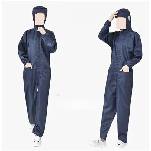 Antistatik-Eliminator, Mann Frau dicht Antistatische Kapuze Reinraum Kleidungsstück Farbe Uniform Overall Kleidung Einteiliger Overall Saubere Arbeitskleidung(Navy with pocket,XX-Large) von AIRYSSFU