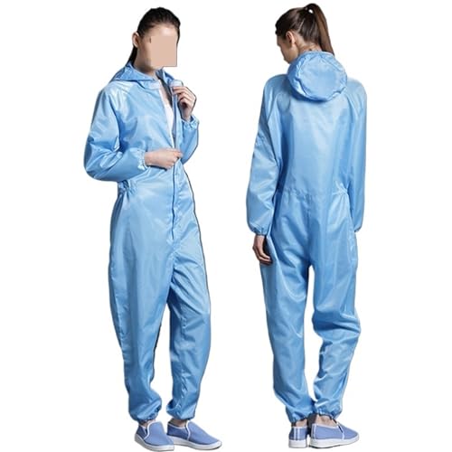 Antistatik-Eliminator, Unisex-Schutzoveralls Saubere Kleidung Kapuze dichte statische Kleidung Reinraum-Kleidungsfarbe Arbeitsoverall Kleidung(Blue,Medium) von AIRYSSFU