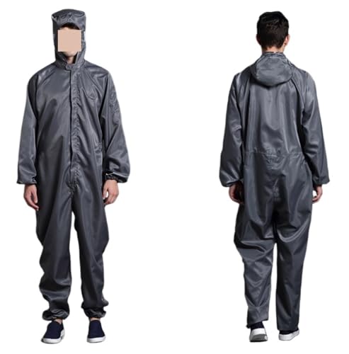 Antistatik-Eliminator, Unisex-Schutzoveralls Saubere Kleidung Kapuze dichte statische Kleidung Reinraum-Kleidungsfarbe Arbeitsoverall Kleidung(Grey,L) von AIRYSSFU