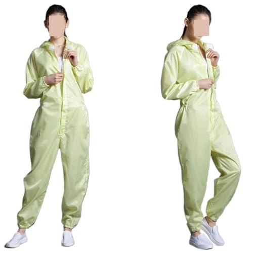 Antistatik-Eliminator, Unisex-Schutzoveralls Saubere Kleidung Kapuze dichte statische Kleidung Reinraum-Kleidungsfarbe Arbeitsoverall Kleidung(Yellow,Medium) von AIRYSSFU
