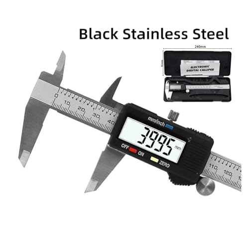 Mikrometer, Messwerkzeug Edelstahl Digitaler Messschieber 6 "150mm Messrät Messschieber Lineal(Black Steel) von AIRYSSFU